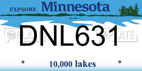 DNL631 Minnesota License Plate