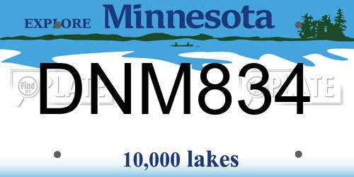 DNM834 Minnesota License Plate