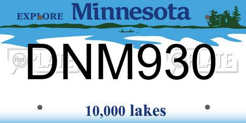 DNM930 Minnesota License Plate