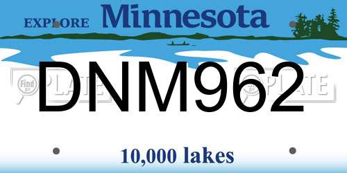 DNM962 Minnesota License Plate