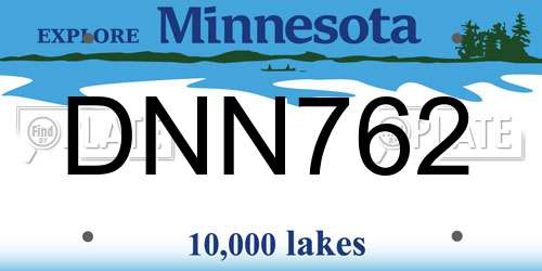 DNN762 Minnesota License Plate