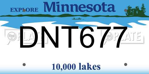 DNT677 Minnesota License Plate