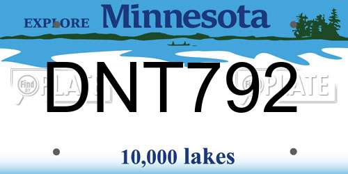 DNT792 Minnesota License Plate