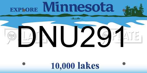 DNU291 Minnesota License Plate