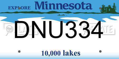 DNU334 Minnesota License Plate