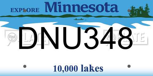 DNU348 Minnesota License Plate