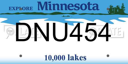 DNU454 Minnesota License Plate