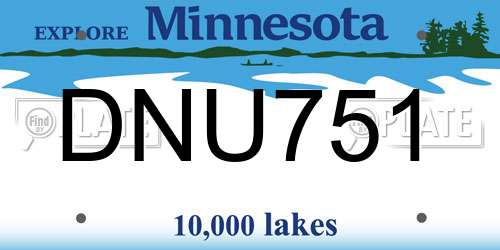 DNU751 Minnesota License Plate