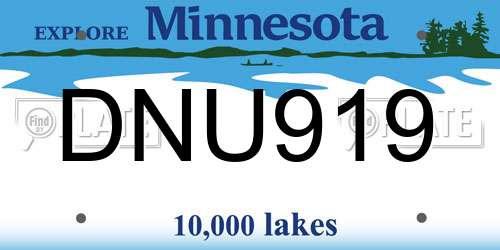 DNU919 Minnesota License Plate