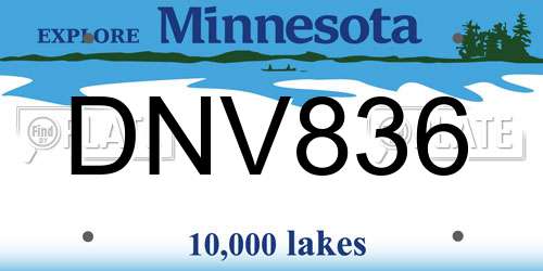 DNV836 Minnesota License Plate