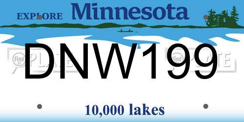 DNW199 Minnesota License Plate