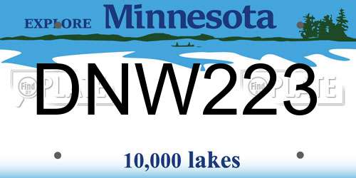 DNW223 Minnesota License Plate