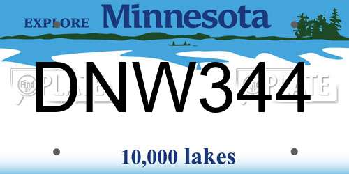DNW344 Minnesota License Plate