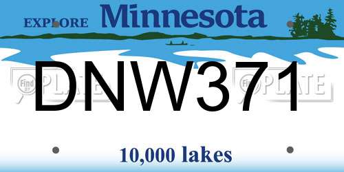 DNW371 Minnesota License Plate