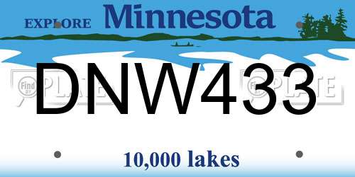 DNW433 Minnesota License Plate