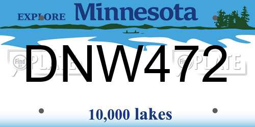 DNW472 Minnesota License Plate