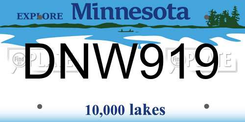 DNW919 Minnesota License Plate