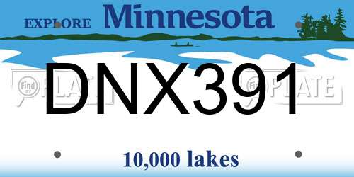 DNX391 Minnesota License Plate