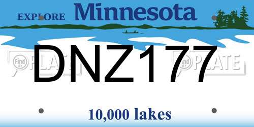DNZ177 Minnesota License Plate