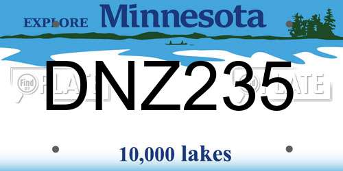 DNZ235 Minnesota License Plate