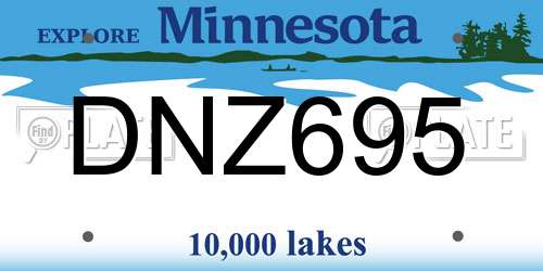 DNZ695 Minnesota License Plate