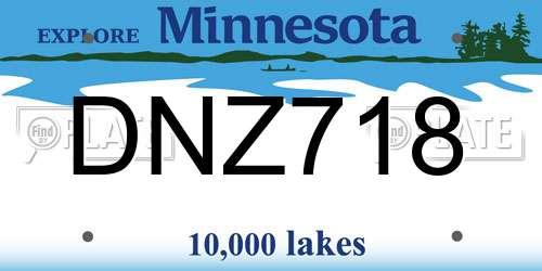 DNZ718 Minnesota License Plate