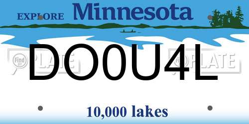 DO0U4L Minnesota License Plate