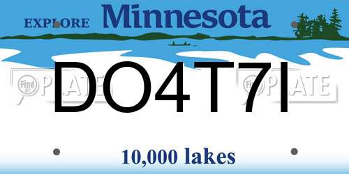 DO4T7I Minnesota License Plate