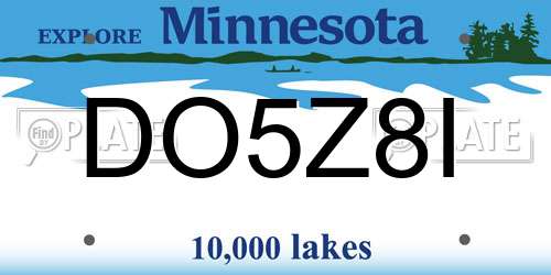 DO5Z8I Minnesota License Plate