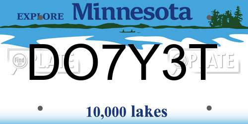DO7Y3T Minnesota License Plate
