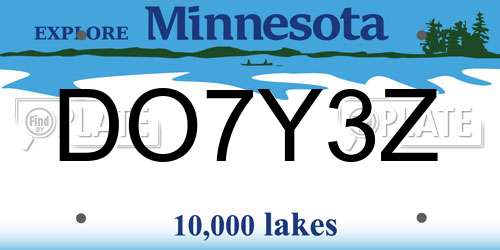 DO7Y3Z Minnesota License Plate
