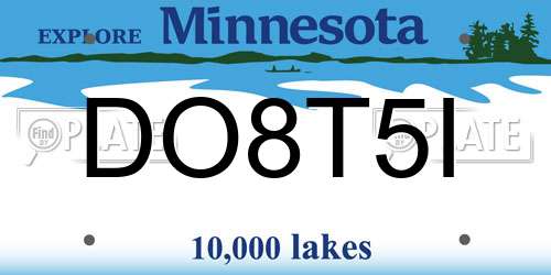 DO8T5I Minnesota License Plate