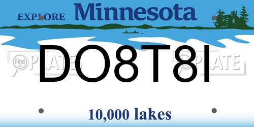 DO8T8I Minnesota License Plate