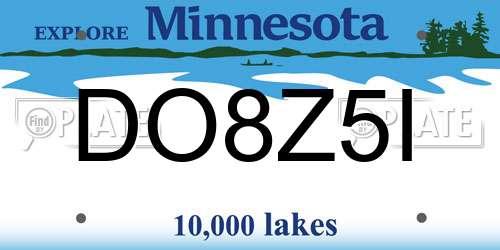 DO8Z5I Minnesota License Plate