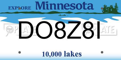 DO8Z8I Minnesota License Plate
