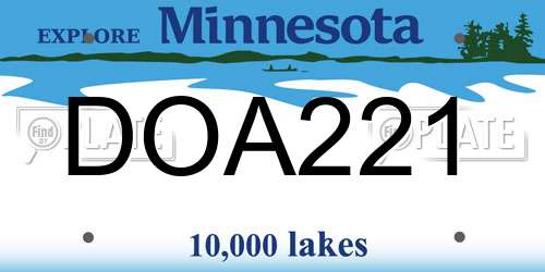 DOA221 Minnesota License Plate