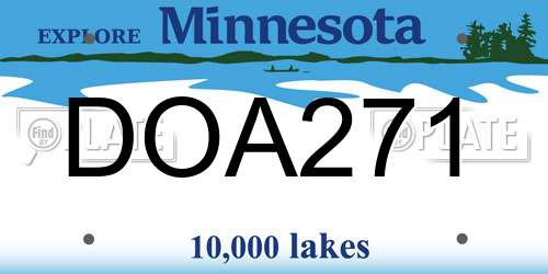 DOA271 Minnesota License Plate