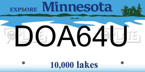 DOA64U Minnesota License Plate