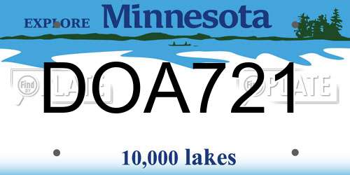 DOA721 Minnesota License Plate