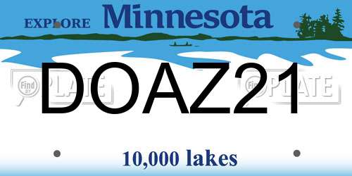 DOAZ21 Minnesota License Plate