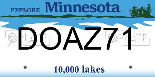DOAZ71 Minnesota License Plate