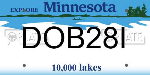DOB28I Minnesota License Plate