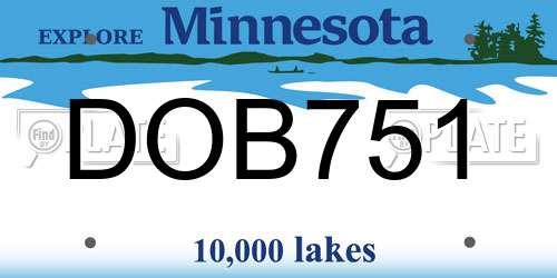 DOB751 Minnesota License Plate