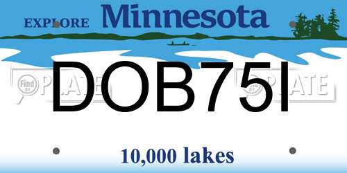 DOB75I Minnesota License Plate
