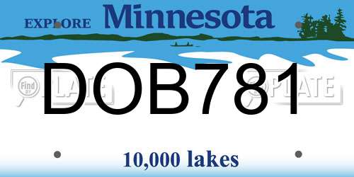 DOB781 Minnesota License Plate