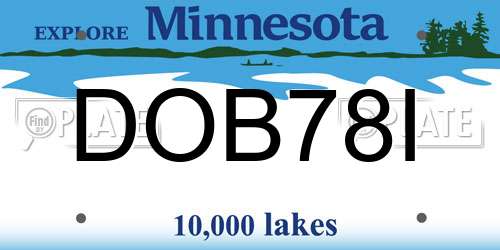 DOB78I Minnesota License Plate