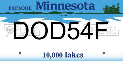 DOD54F Minnesota License Plate