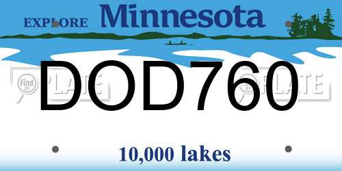 DOD760 Minnesota License Plate
