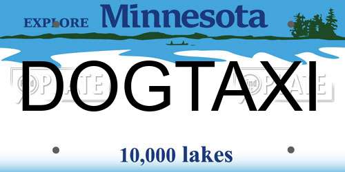DOGTAXI Minnesota License Plate