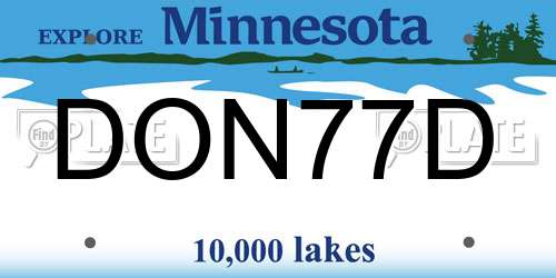 DON77D Minnesota License Plate